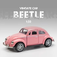 132 alloy diecast beetle vintage cabriolet car model classic pull back car miniature vehicle replica for collection gift kids