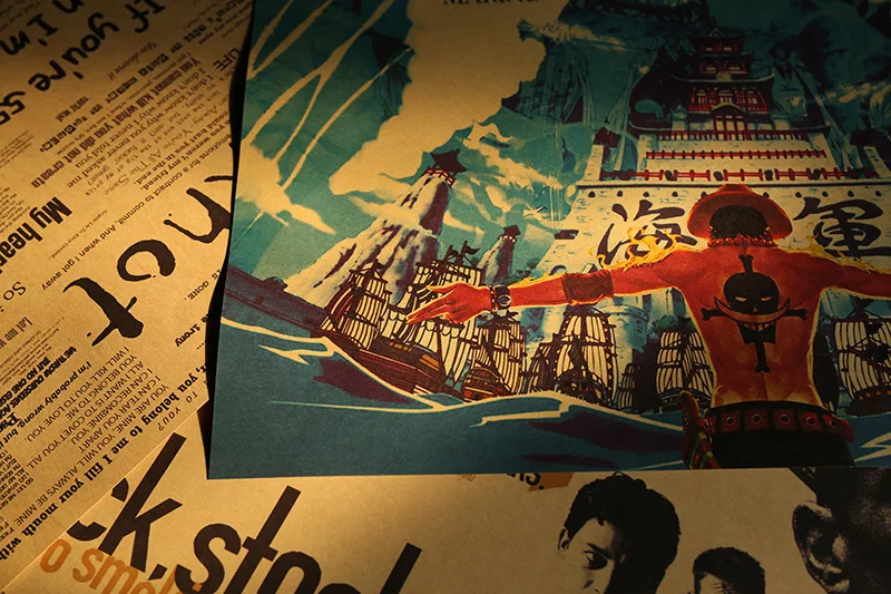 Ретро-постер One Piece из крафт-бумаги для бара кафе дома картина декора гостиной