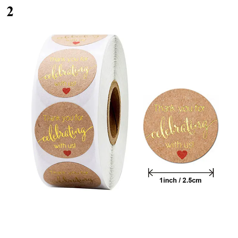 

500pcs/1Roll Kraft Stickers Envelope Labels Seal Scrapbooking Thank You Stickers Handmade Sticker Package Label Stationery Gift