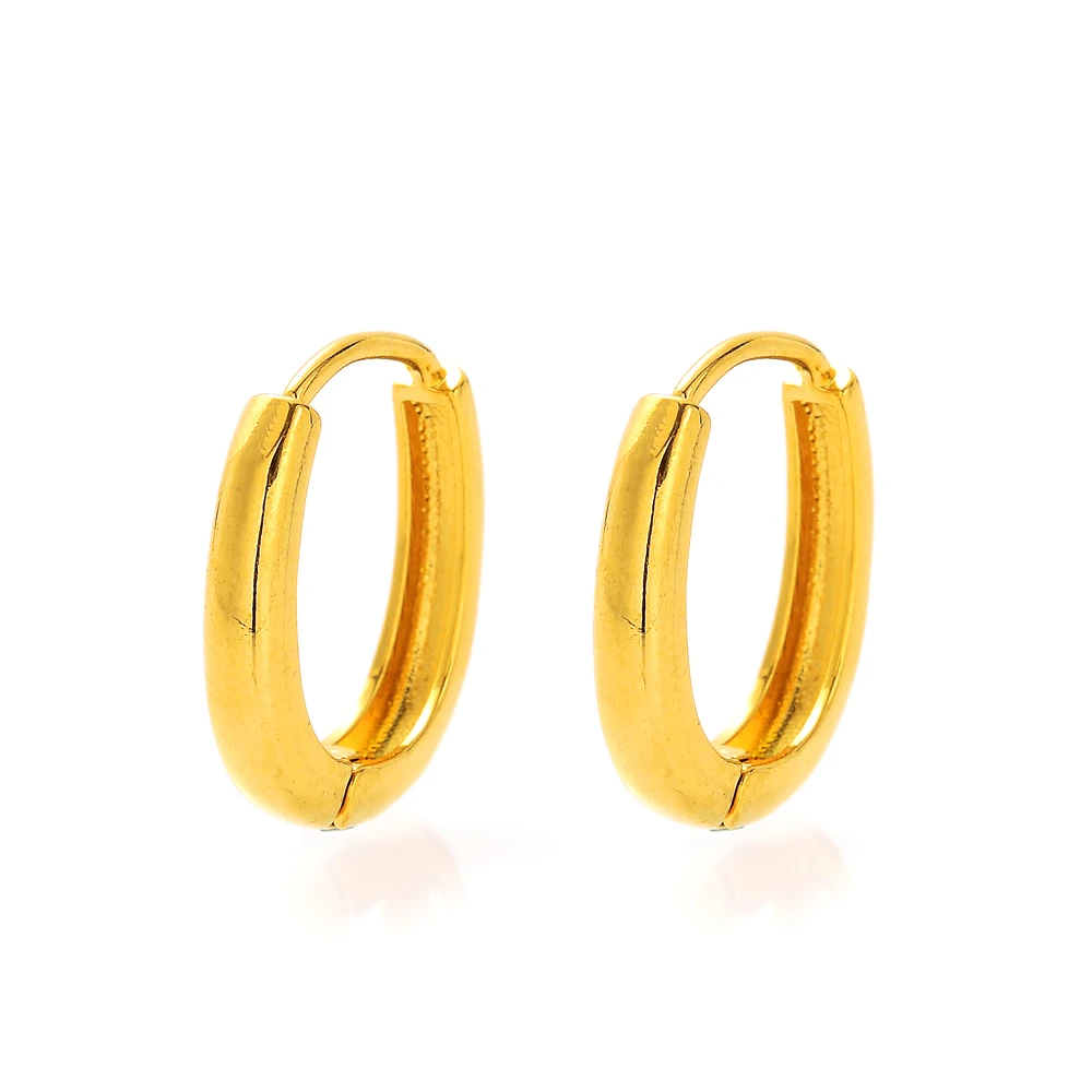 

New Classic Copper Smooth Metal Hoop Earrings For Woman Fashion Korean Jewelry Temperament Girl's Daily Wear Earrings