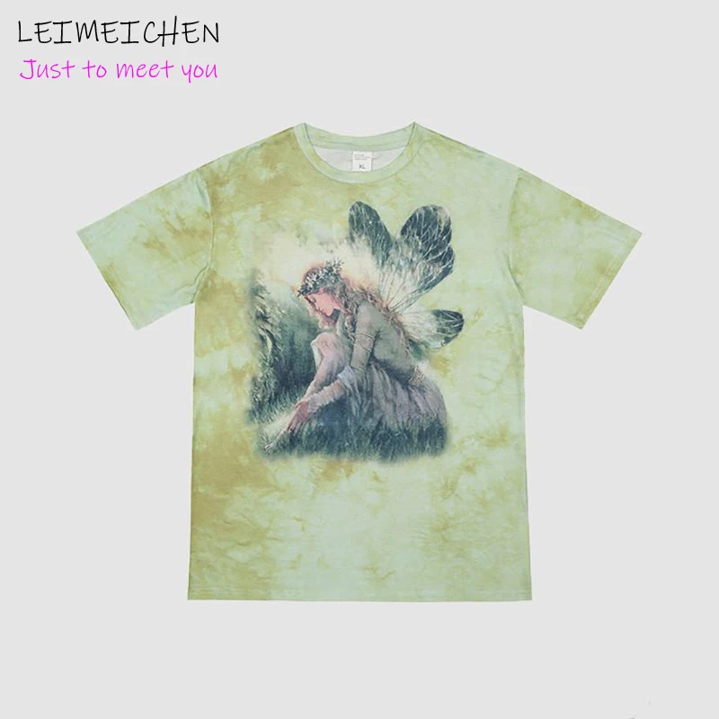 Футболка женская с коротким рукавом Свободный Топ в стиле Харадзюку принтом