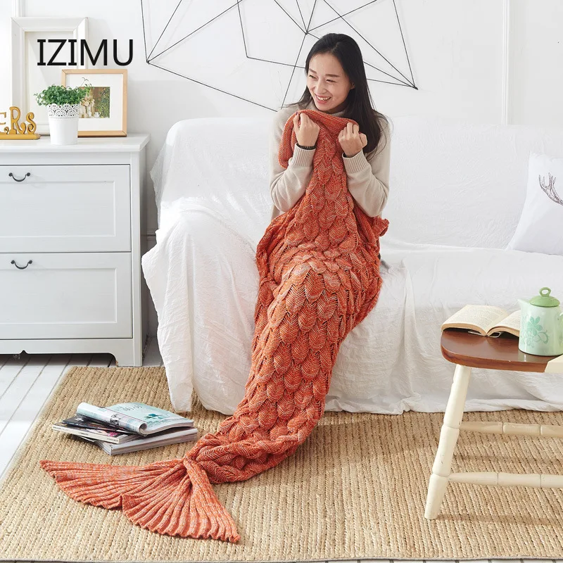 

Soft Knitted Mermaid Tail Blanket Cute Fashion Casual Knitted Blanket For Sofa Bed Adult Kid Perlage Mermaid Blanket 2021