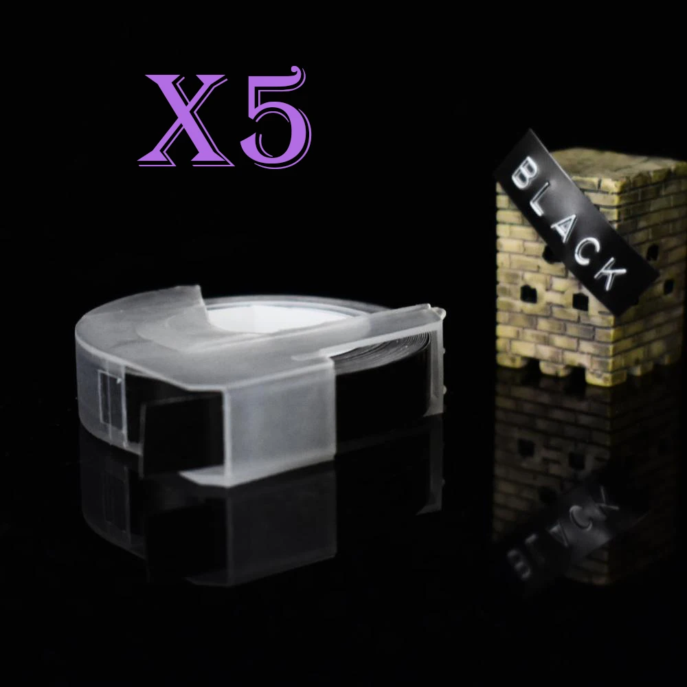 black Многоцветный 5 рулонов 3D 9 мм ПВХ тиснение этикеток лента совместимый с dymo 1610 12965 ручной принтер этикеток для Motex E101 производитель этикеток - Цвет: black