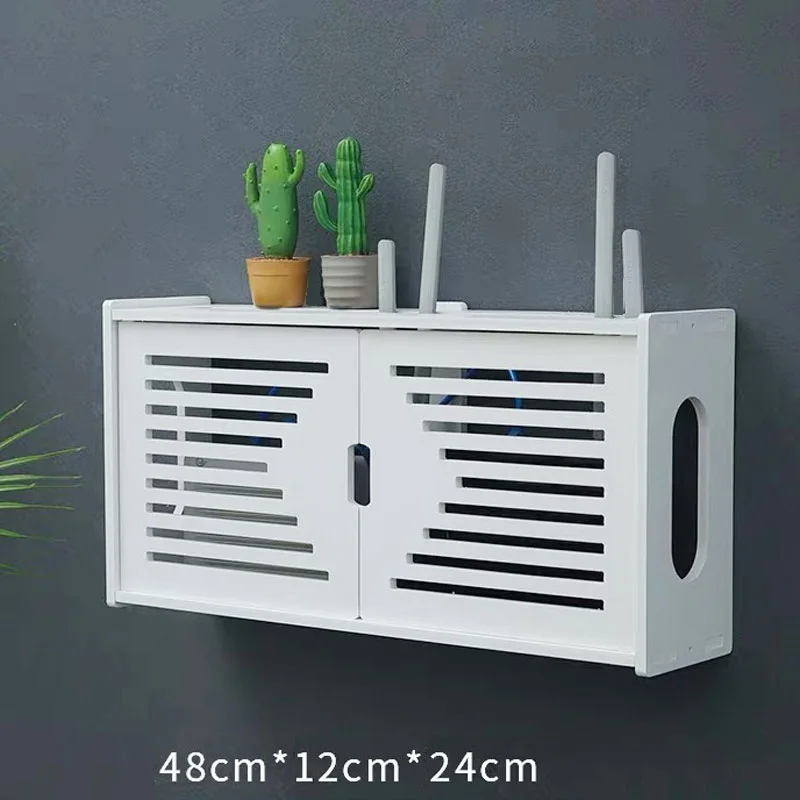 Large Wireless Wifi Router Storage Box PVC panel Shelf Wall Hanging Plug Board Bracket Cable Organizer Home Decor | Дом и сад
