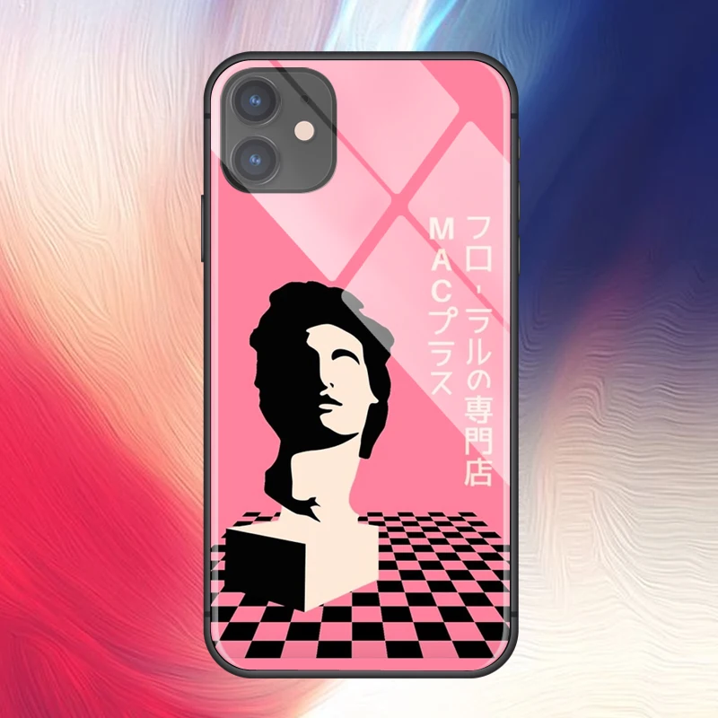 Розовая статуя для iPhone SE 6 6s 7 8 plus x xr xs 11 12 mini Pro Max чехлы телефонов из закаленного
