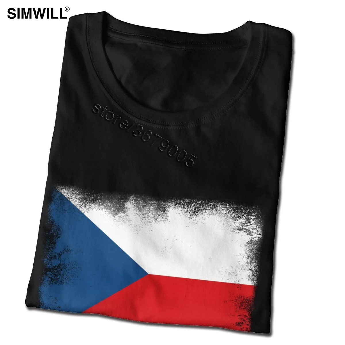 Футболка мужская с принтом флага Чехии Ретро стиль гранж короткими рукавами