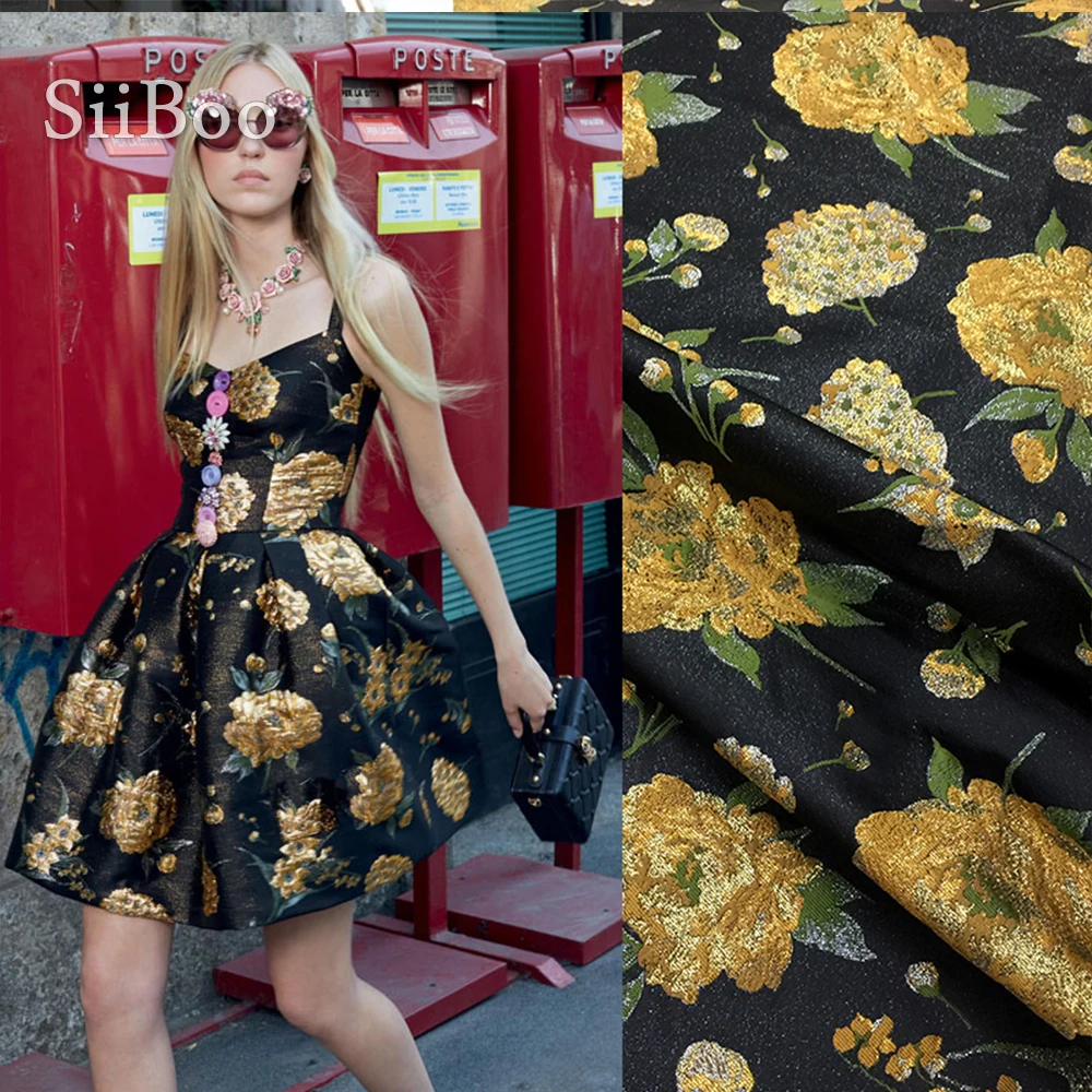 

siiboo metallic floral pattern jacquard fabric for women dress Tejido jacquard de lúrex sp6268