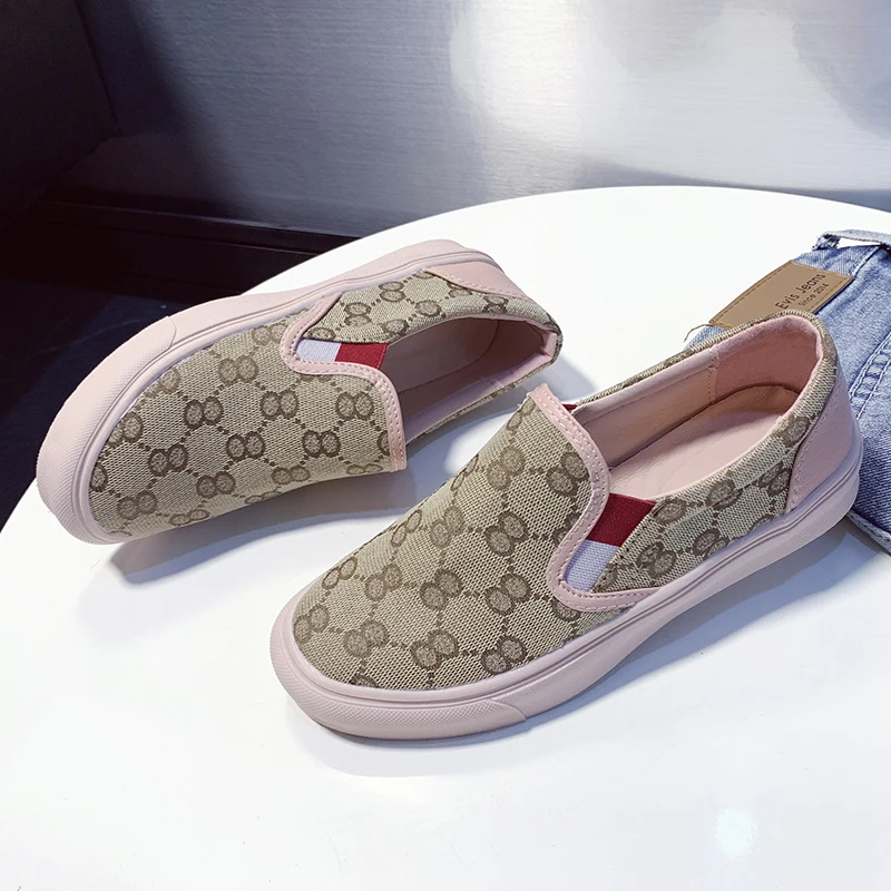

Slip on Canvas Shoes Women Vulcanize Womens Shoes For Woman 2021 Spring White Plaid Female Casual Loafers Ladies Lazy Shoes Qin