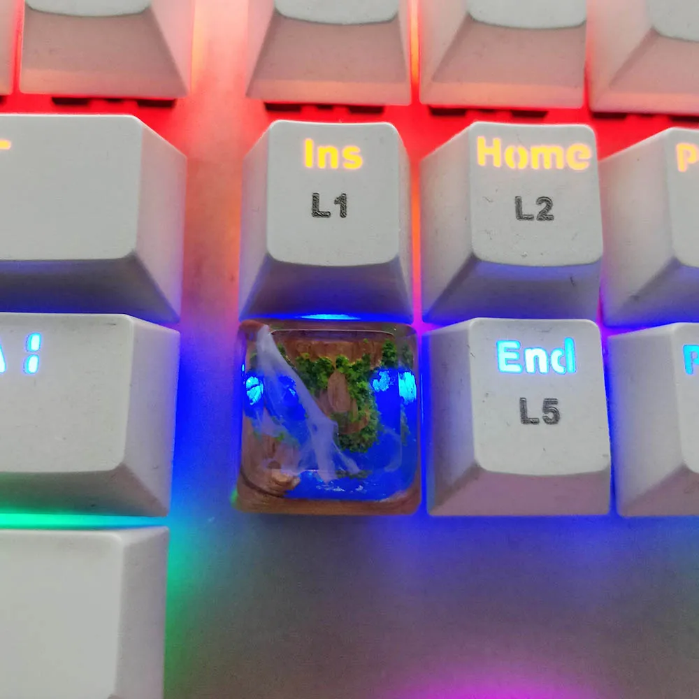 3D Деревянный колпачок для клавиатуры с подсветкой замок в небе скрытый сад