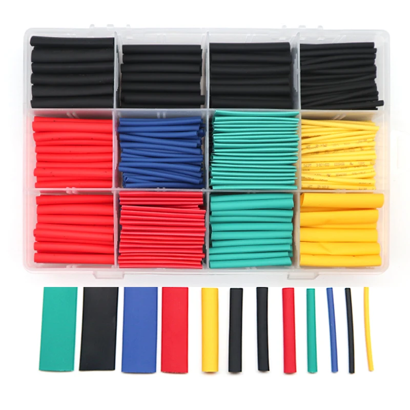 530 Pcs/Box DIY Pack PE Heat Shrink Wrap Tube For Phone/Headphone Charger Insulation Tubing Thermoretractile Sleeves 1/4 1/8