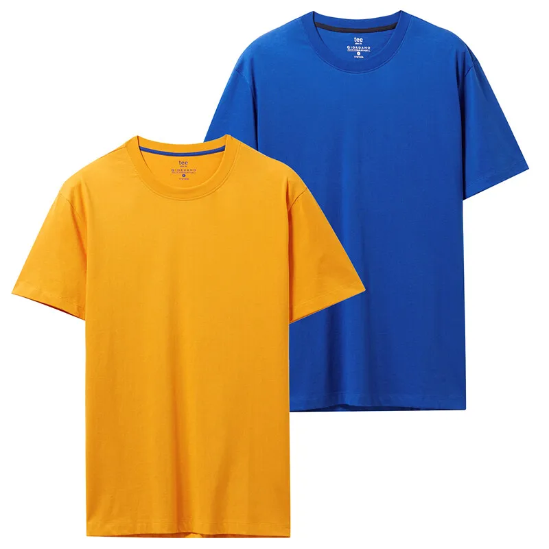69Blue Giordano футболка мужская две пары комбинированных футболок с коротким рукавом и круглым воротом, две футболки идут в паре и имеют широкий выбор цвет и размеров - Цвет: 69Blue