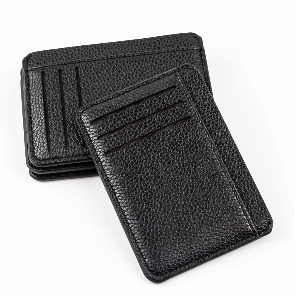 

Men Card Holder PU Leather 6 Cards Slot Ultra-thin Lichee Pattern Wallet Mini Credit Card Wallet Purse Holders Thin Small Man