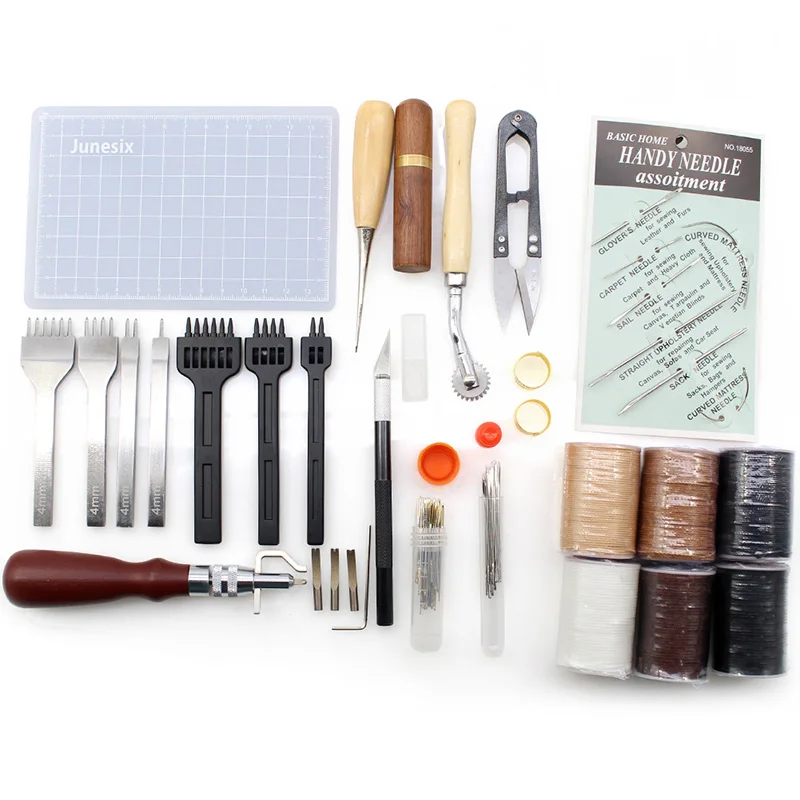 Набор инструментов для шитья и перфорации с кожаным ремеслом/коврик резки Awl игла
