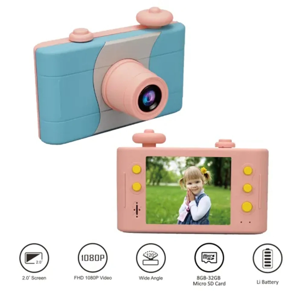 

1080P 2.0 Inch LCD Screen Kids Camera Blue Pink Gift For Baby