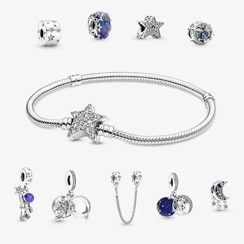 

Miss 2021 new starry sky series charm suitable for original Pandora DIY beaded bracelet 925 sterling silver Christmas gift charm