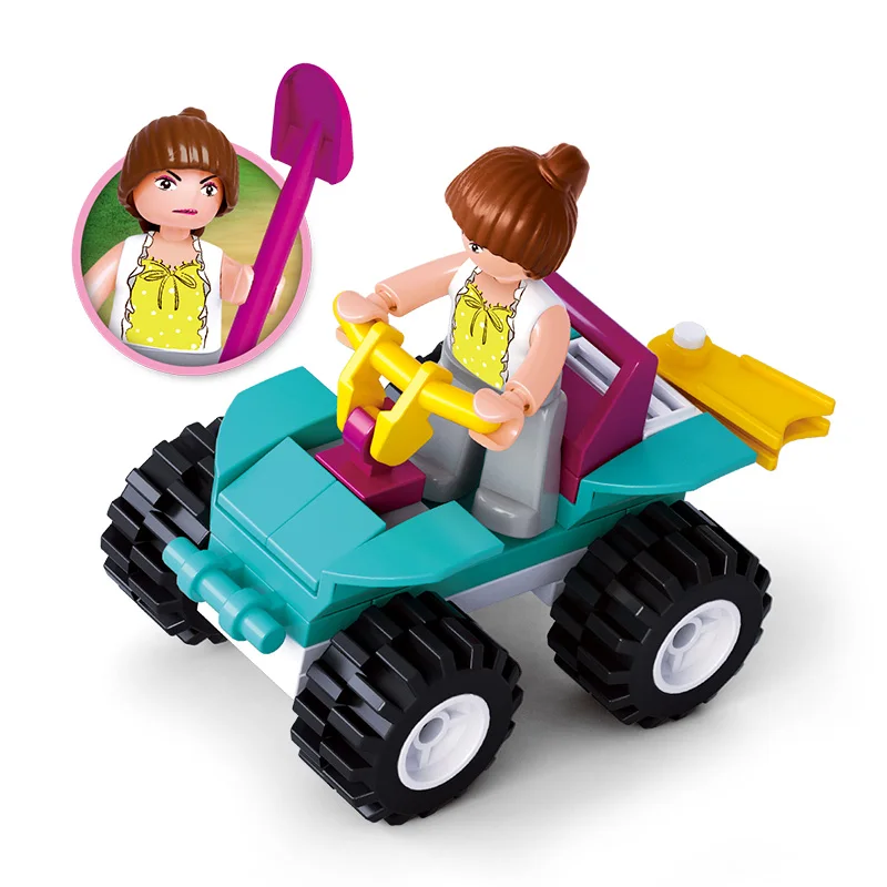 SLUBAN 0599 Friends Pink Dream ATV Dolphin Bay Series Beach Car Building Blocks Sets Creative Bricks Educational Toys for Girls | Игрушки и