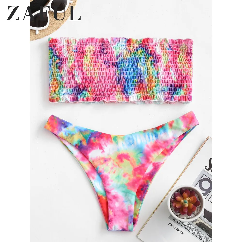 Женский купальник-бикини со съемными вставками без бретелек | Женская одежда