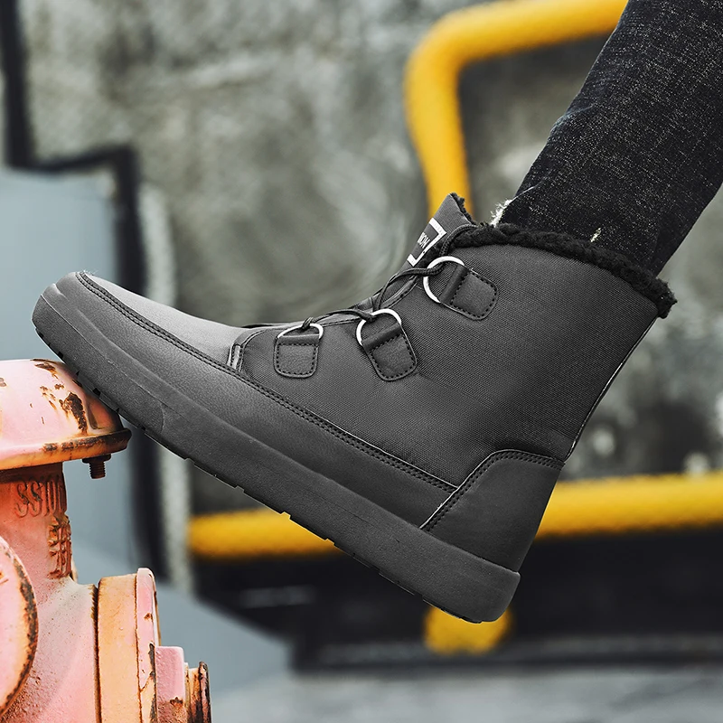 

Women's High-Top Outdoor Cotton Shoes Winter Warm Fur Snow Boots Women Non-Slip Knitted Fabric Waterproof Snow Boots