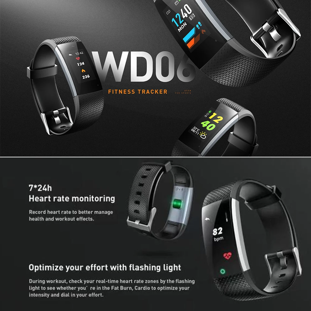 

Lenovo WD06 Smart Bracelet Waterproof Heart Rate Monitor Pulse Meter Sport Watches Fitness Tracker Call Reminder for Android IOS