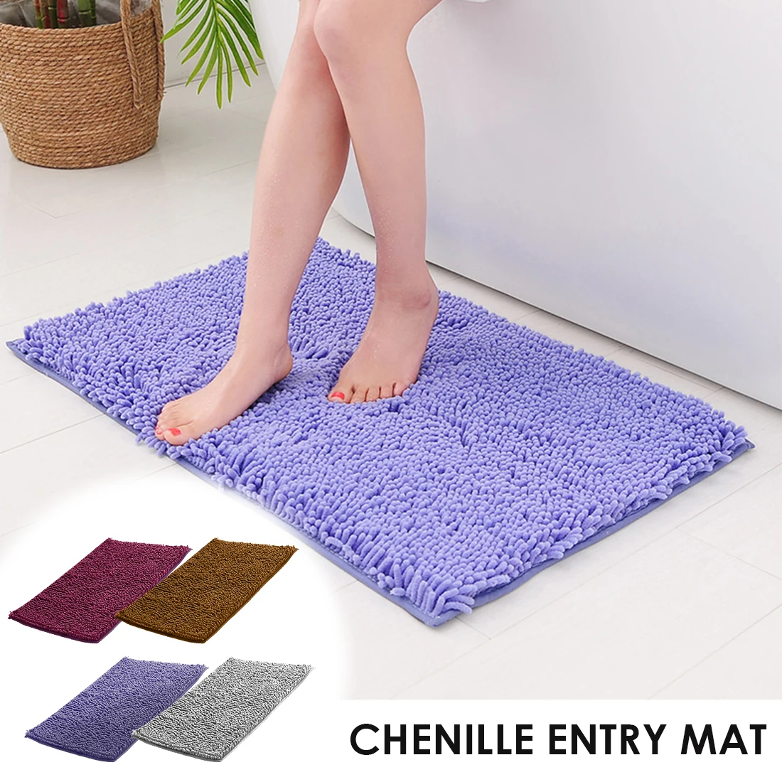 

Soft Chenille Bath Mats,All Size Non slip Mat Rug For Home Living Room Bedroom Kitchen,wc Mat Bathroom Rug Bedside Carpet