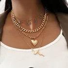 Модное многослойное ожерелье DIEZI золотого цвета с цепочкой в стиле панк, винтажное ожерелье с подвеской в виде змеи и сердца с голубым кристаллом для женщин и мужчин