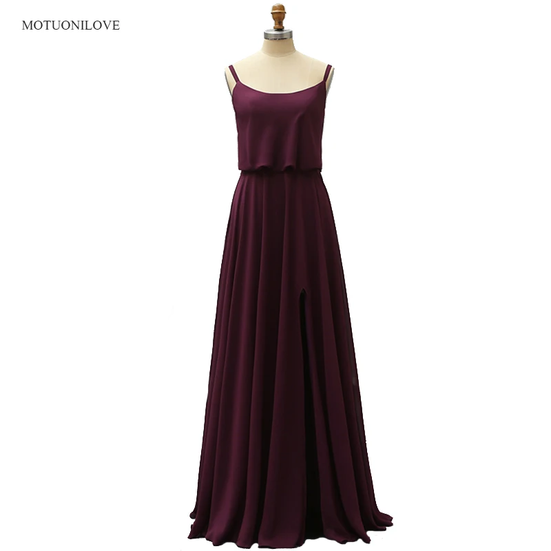 

2021 Purple Long Bridesmaid Dresses Sexy Split Bohemian Summer Beach Wedding Party Dresses Special Occasion Dresses for Woman