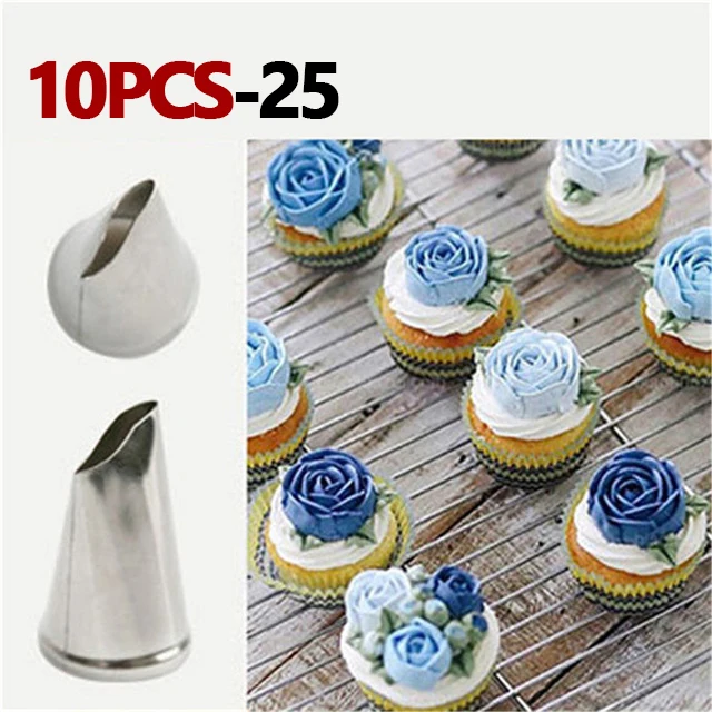 10PCS-25 SEAAN 3 стиля Кондитерские украшения торта советы для крема глазурь трубопровод сахарное Ремесло Роза цветочная насадка Кондитерские инструменты Инструменты для украшения помадки - Цвет: 10PCS-25