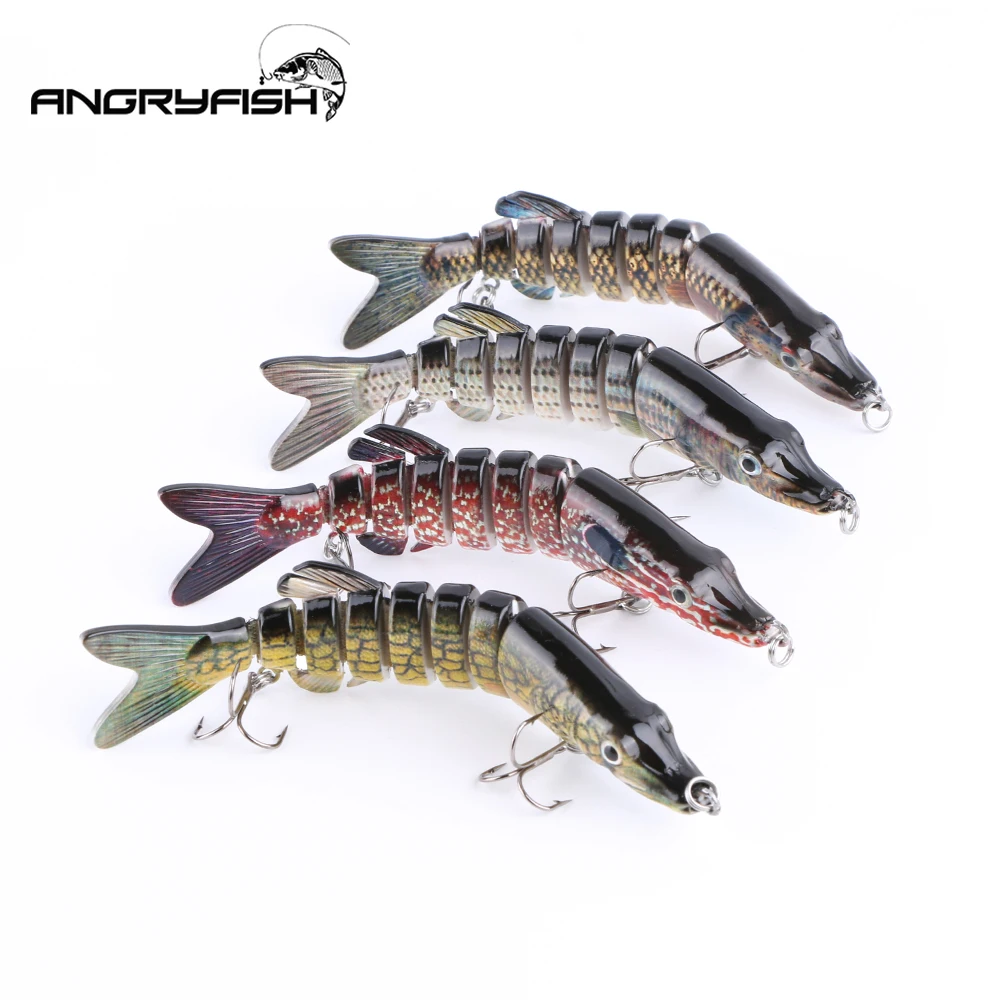 Фото Angryfish 1 шт. рыболовная приманка 8 сегментов приманка с Искусственные крючки реалистичные крючки приманка 4 цвета №1