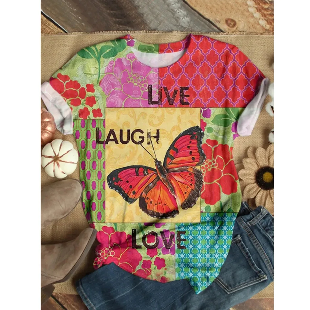 

Plus Size Ladies shirts Short Sleeve 3D Animal Printed O-Neck Graphic Tees Aesthetic T Shirt Women Summer Tops