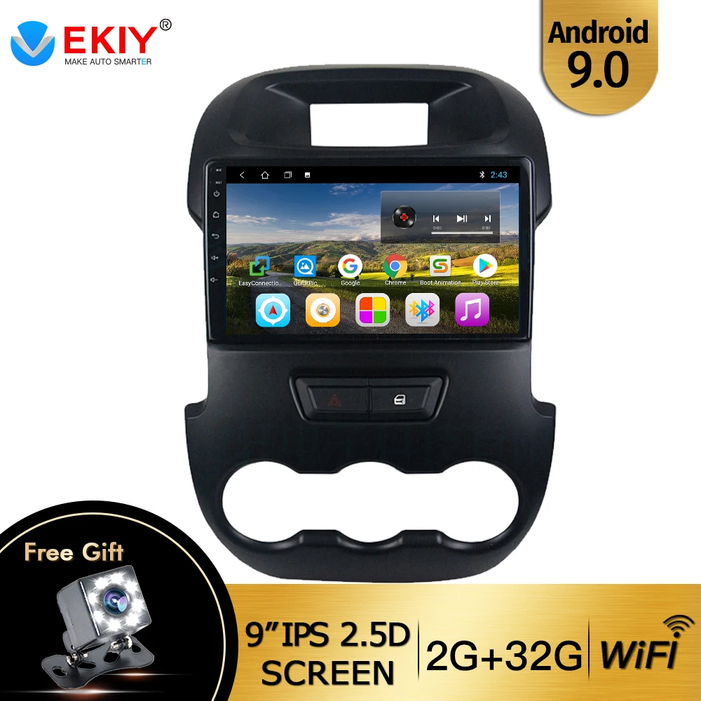 

EKIY 9,0 "IPS экран автомобильное радио для Ford Ranger 2011 2012 2013 2014 GPS навигация мультимедийный плеер Android 9,0 с Canbus DVD