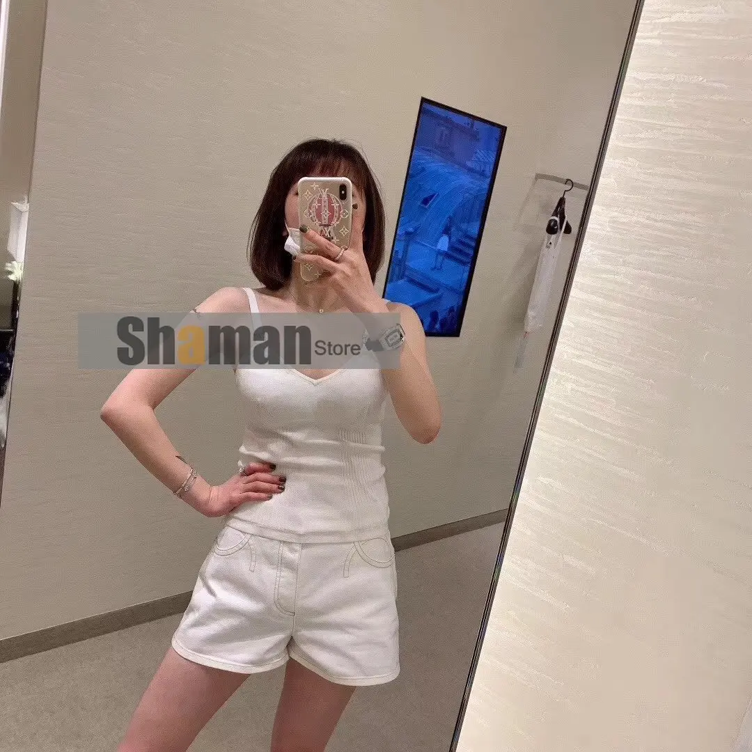 French designer Summer Strap Top Women Sexy deep V-neck vest Camisole Tank Tops Tube Top Crop top Slim Sling Knitted Camis S-L