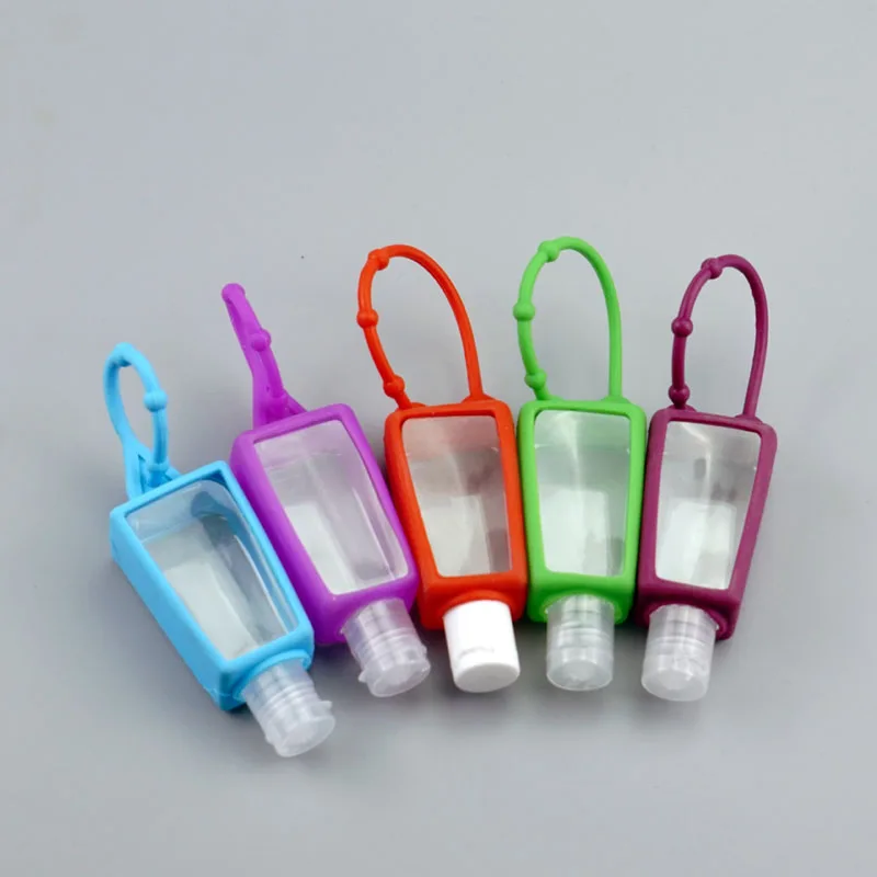 

4pcs 30ml Keychain Disinfectant Gel Holder Mini Portable Traveling Silicone Hand Sanitizer Holder Hydroalcoholic Gel Bottle Hang
