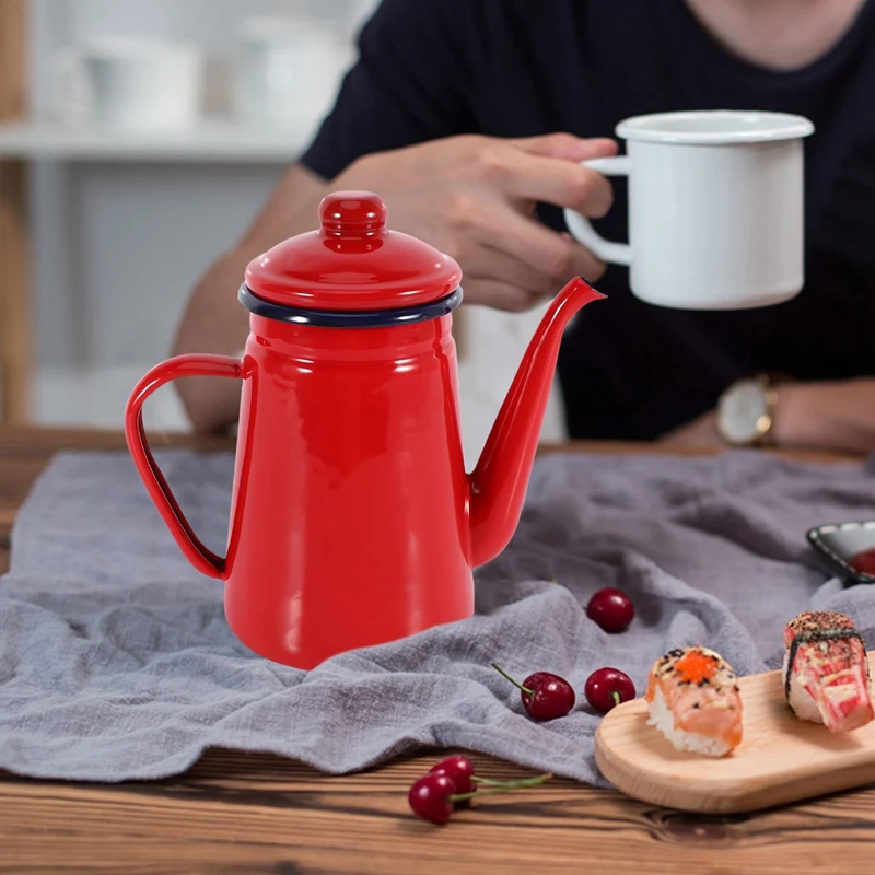 1.1L Enamel Coffee Pot Hand Tea Kettle Induction Cooker Gas Stove Universal | Дом и сад