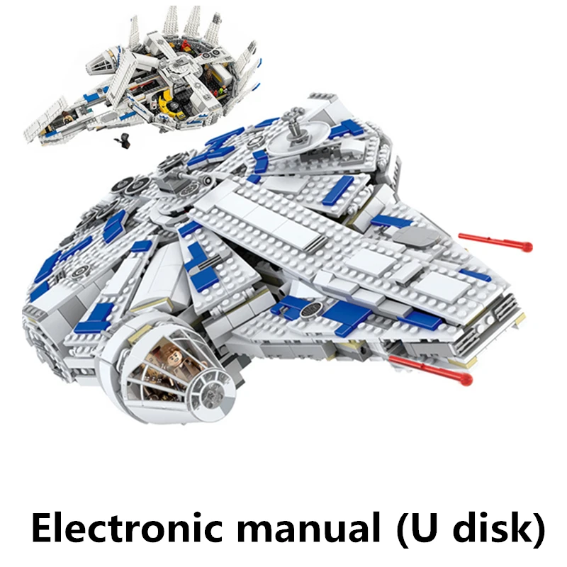 Without original Box Звездные войны война Kessel Run Millennium Сокол истребитель строительные блоки StarWars наборы Кирпичи Детские игрушки Marvel Совместимость - Цвет: Without original Box