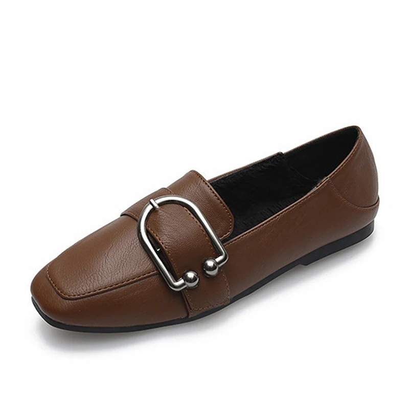 TIMETANGPlush кожа Коричневая Кожаная женская обувь с толстой мягкой подошвой Обувь на