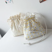 canvas handbag female small daisy lace drawstring drawstring pocket trend mobile phone bag messenger bags small handbags