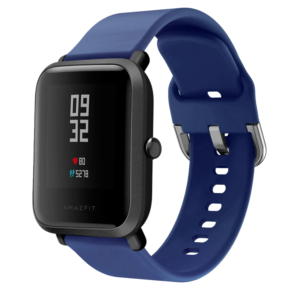 Силиконовый мягкий ремешок для Xiaomi Huami Amazfit Bip BIT Lite Молодежные умные часы браслет на запястье для Amazfit gts ремешок для часов 20 мм ремешок - Цвет: Темно-синий