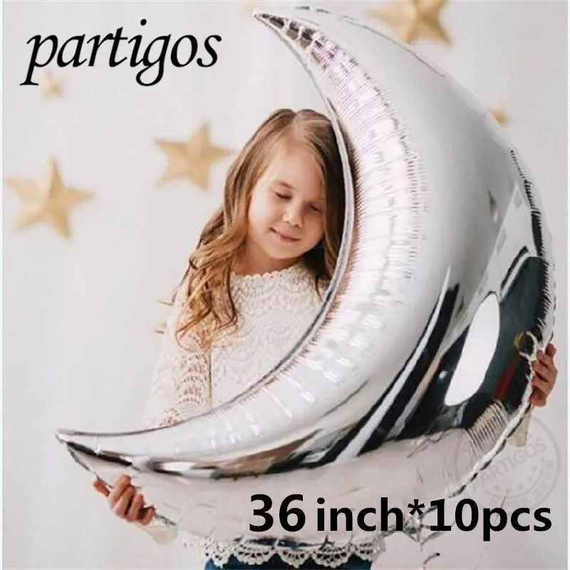 10 pcs Moon 20 штук, 22 дюйма, 4D шары для дискотеки, металлические шары, Лазерная Фольга, воздушный шар, Свадебный декор, 80 s, 90 s, Ретро стиль, популярные вечерние шары, декор в стиле рок-н-ролл - Цвет: 10 pcs Moon