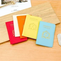 candy color pu leather passport cover travel accessories id bank credit card bag men women passport business holder wallet case