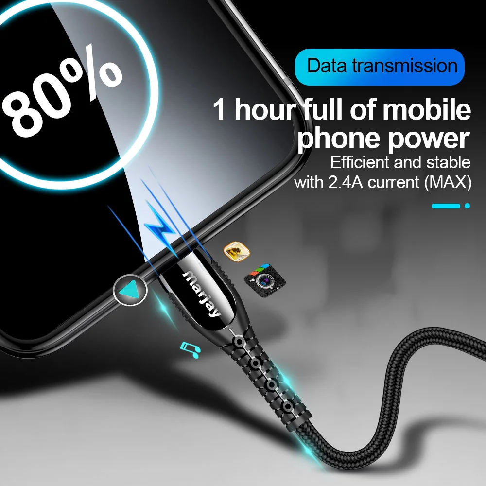 Кабель Marjay USB Type C для Samsung S8 S9 S10 A50 A70 3A быстрая зарядка Xiaomi Redmi Note 7 мобильный