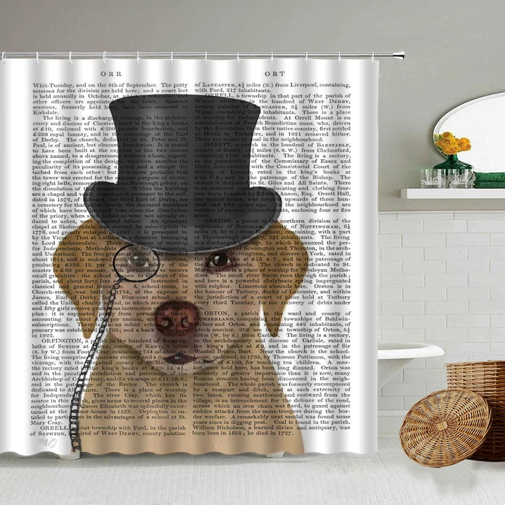 

Funny Animal Shower Curtain Cute Dog Pet Theme Bathroom Home Wall Decoration Holiday Gift Waterproof Polyester Curtains