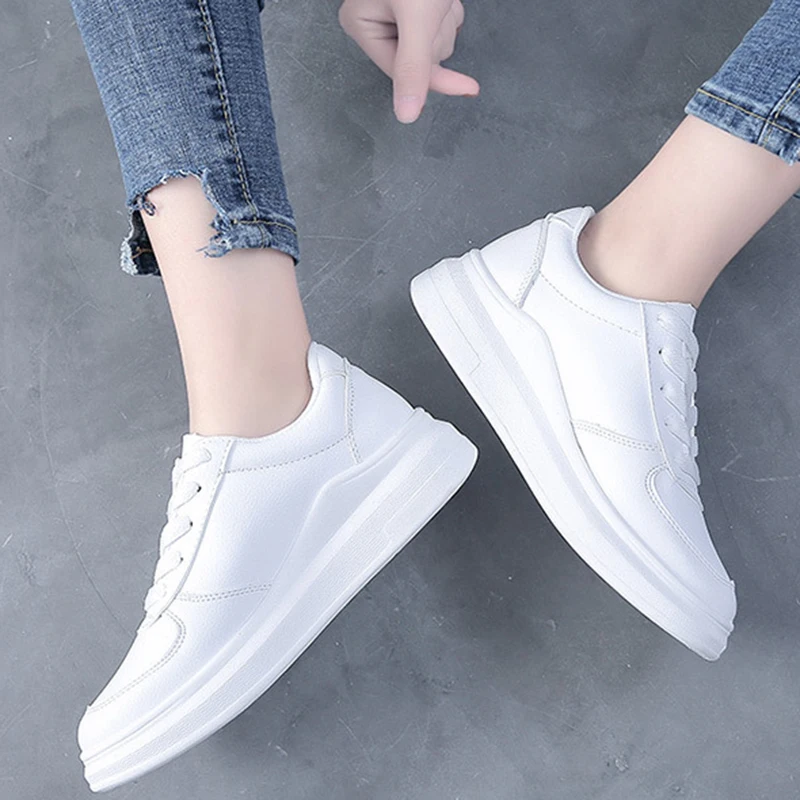 

White Sneakers Women's Flat Shoes Woman Sneakers with Platform Shoes Women Casual Sneaker Chunky Female Shoe Woman Fashion Solid
