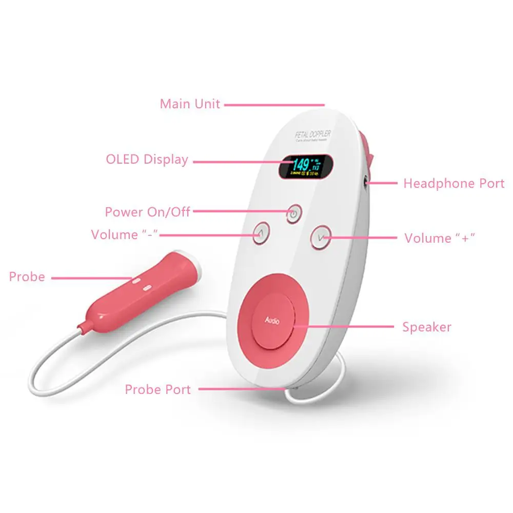 

Fetal Doppler Ultrasound Baby Heartbeat Detector Home Pregnant Doppler Baby Heart Rate Monitor Pocket Doppler monitor