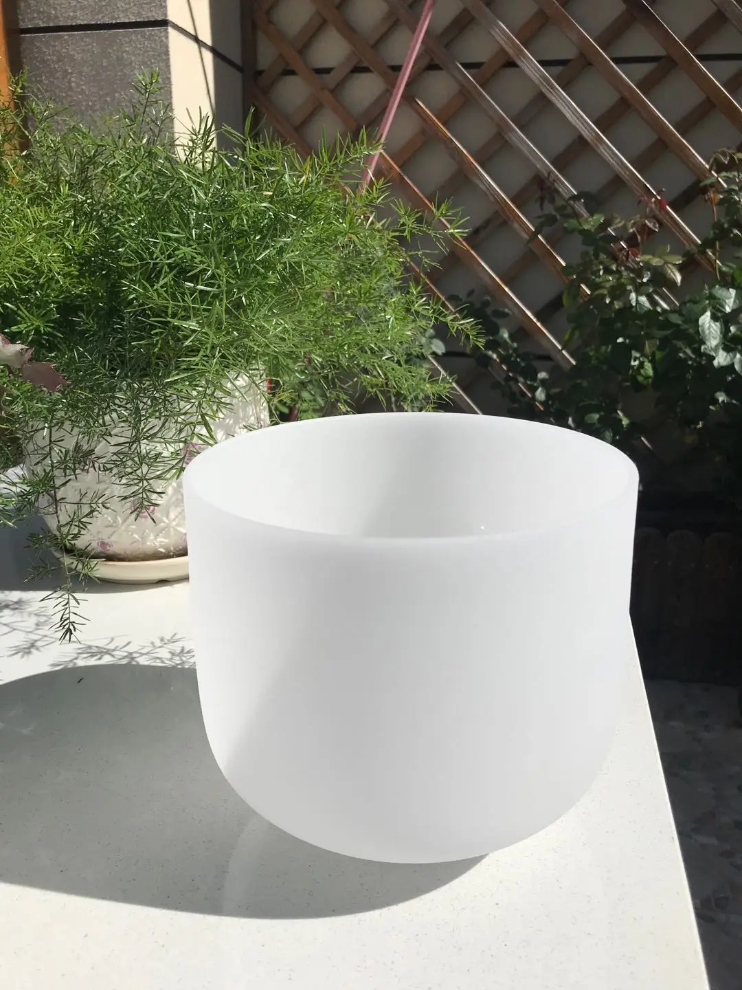

8" Note D Sacral Chakra Frosted Quartz Crystal Singing Bowl For Healing
