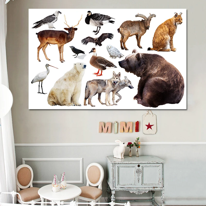 Постер для детей полярный медведь слон Антилопа Орл животные детская комната