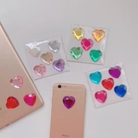 25mm heart shaped colour diamond cute stickers stereoscopic acrylic girl diy mirror mobile phone crystal decorative sticker