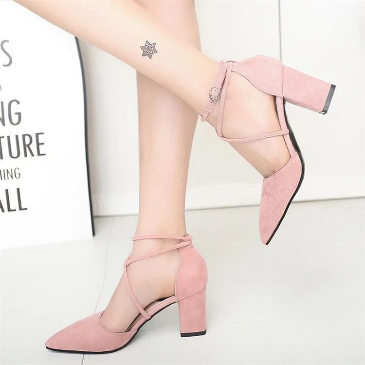 Сандалии женские на высоком каблуке простые элегантные туфли с острым носком и