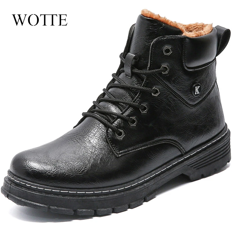 

WOTTE Men Boots 2021 Autumn & Winter Fashion Shoes Men's Boots Men Casual Boots Luxury Leather Men Shoes Comfy Botas Hombre