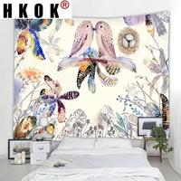 hkok bird feather tapestry wall rugs wall hanging fabric mural background cloth towel beach fabric blanket bedroom home decor