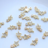 14k gold plated accessories inlaid zircon five pointed star with round pendant single side color preserving diy handmade earrin